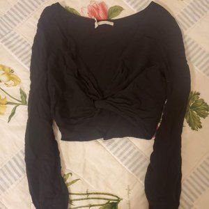 Urban Outfitters Black Wrap Crop Top